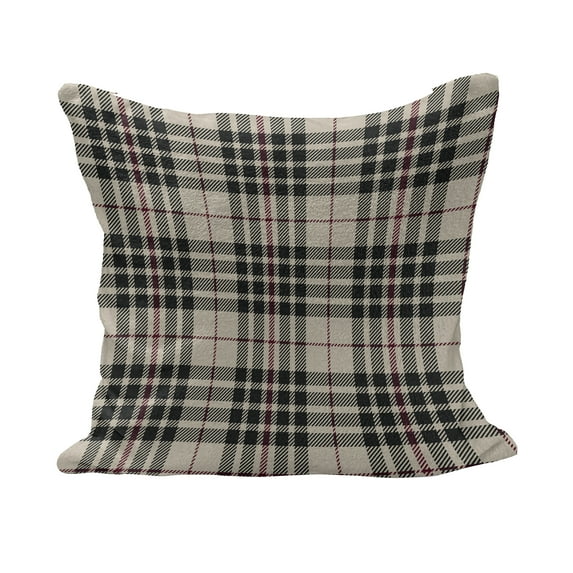 Abstract Fluffy Throw Pillow Cushion Cover, Traditional Tartan Pattern British Clan Royal Vintage Heraldry Design, Decorative Square Pillow Case, 28" x 28", Beige Dark Taupe Maroon, by Ambesonne