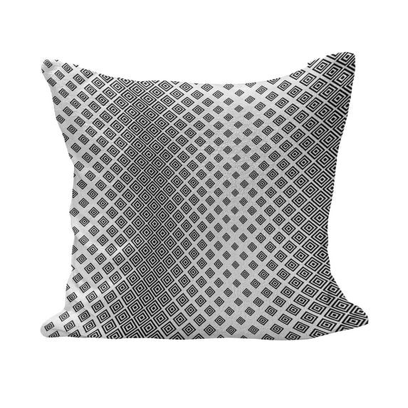 Abstract Fluffy Throw Pillow Cushion Cover, Vertical Square Shaped Geometric Pattern Minimalist Modern Style Trippy Design, Decorative Square Accent Pillow Case, 20" x 20", Black White, by Ambesonne