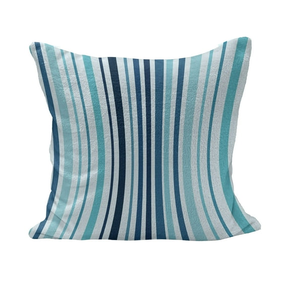 Abstract Fluffy Throw Pillow Cushion Cover, Vertical Striped Pastel Toned Color Bands Lines Background Nautical Design, Decorative Square Pillow Case, 36" x 36", Sky and Dark Blue, by Ambesonne