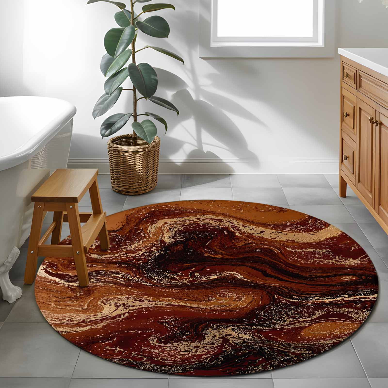 Abstract Fluid 4ft Round Rug for Cozy Reading Nook Home Office Chair ...