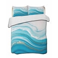Abstract Fluid Art 3 Pieces Quilt Set, 1 Quilt with 2 Shams, Blue ...