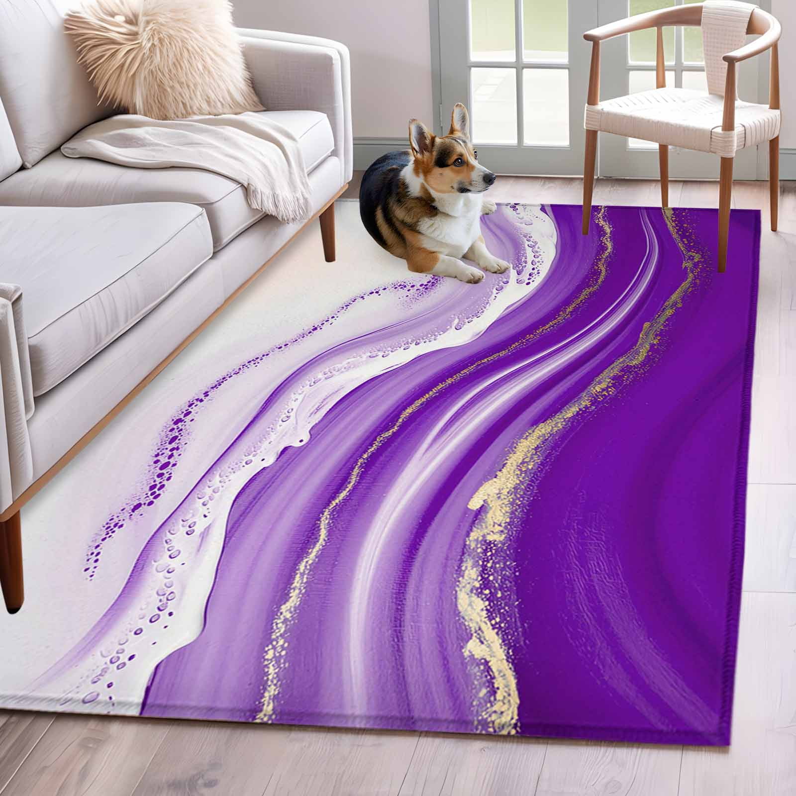 Abstract Fluid Art Area Rugs 4x6 ft Vintage Purple Gradient Oil ...