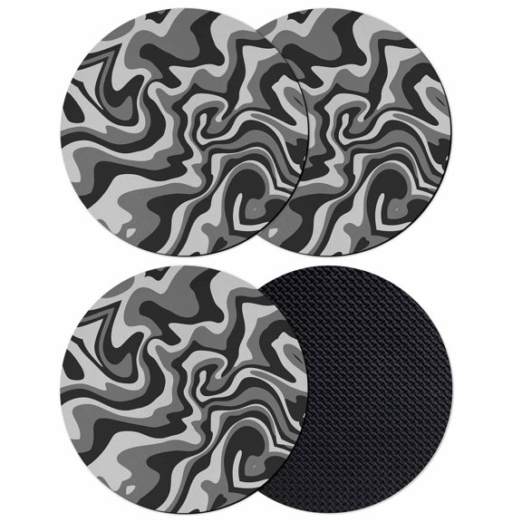 Abstract Fluid Art Coasters Set of 4, Absorbent Coasters for Drinks, Black Grey Gradient Simple Line Coaster for Desk Coffee Table Protection, Home Decor House Warming Gifts 4"