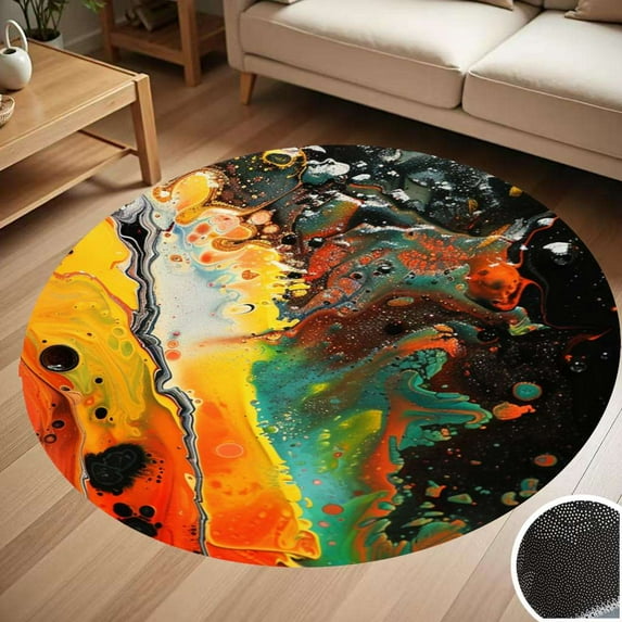Abstract Fluid Art Round Carpet Living Room Bedroom Home Decoration Coffee Table Mat Lounge Rug Chair Mats