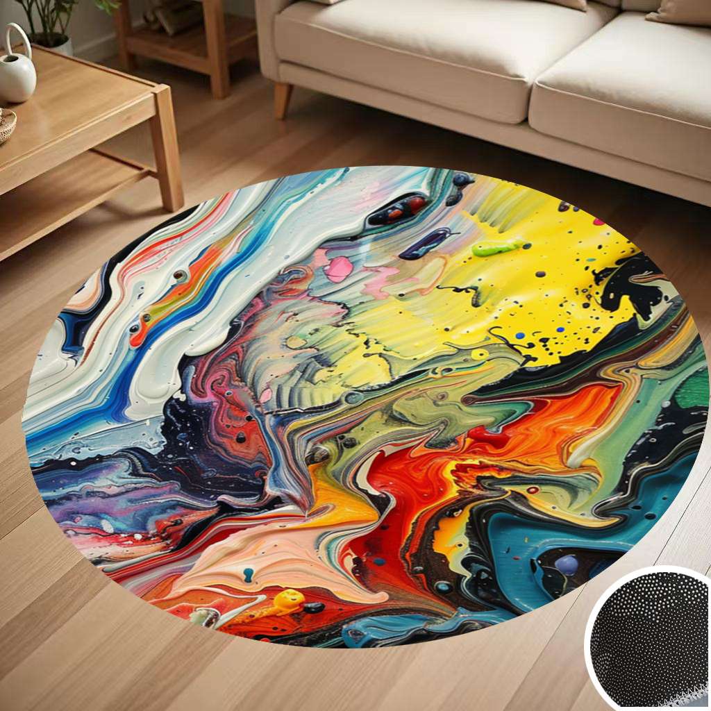 Abstract Fluid Art Round Carpet Living Room Bedroom Home Decoration ...