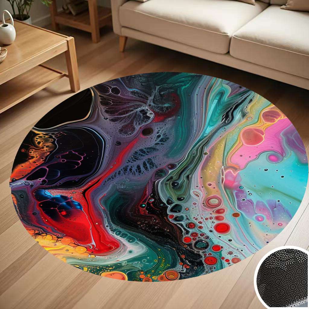 Abstract Fluid Art Round Carpet Living Room Bedroom Home Decoration ...