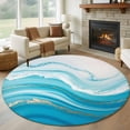 thumbnail image 1 of Abstract Fluid Art Round Living Room Rugs 5 ft, Blue Gradient Mottled Oil Painting Washable Area Rug with Non-Slip Sturdy Edge Binding Round Carpet for Entryway Kitchen Bedroom Bathroom, 1 of 9
