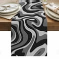 thumbnail image 1 of Abstract Fluid Art Table Runner - 120 Inch Long, Kitchen Dining Table Runner Dresser Scarves, Black Grey Gradient Simple Line Farmhouse Decor for Coffee Tables Wedding Party Banquet, 1 of 8
