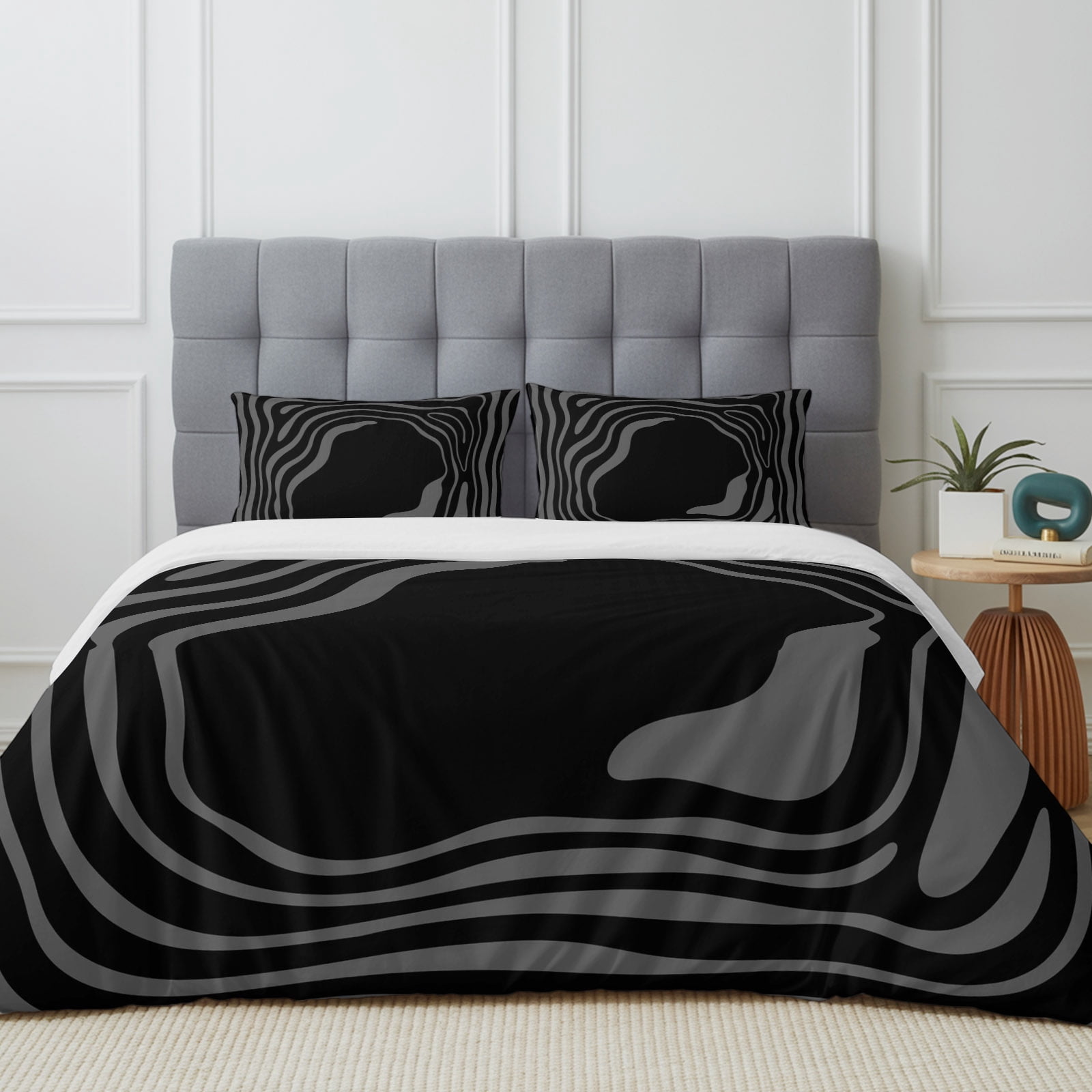 Abstract Fluid Pattern Duvet Cover Set Queen Size, Modern Minimalist ...