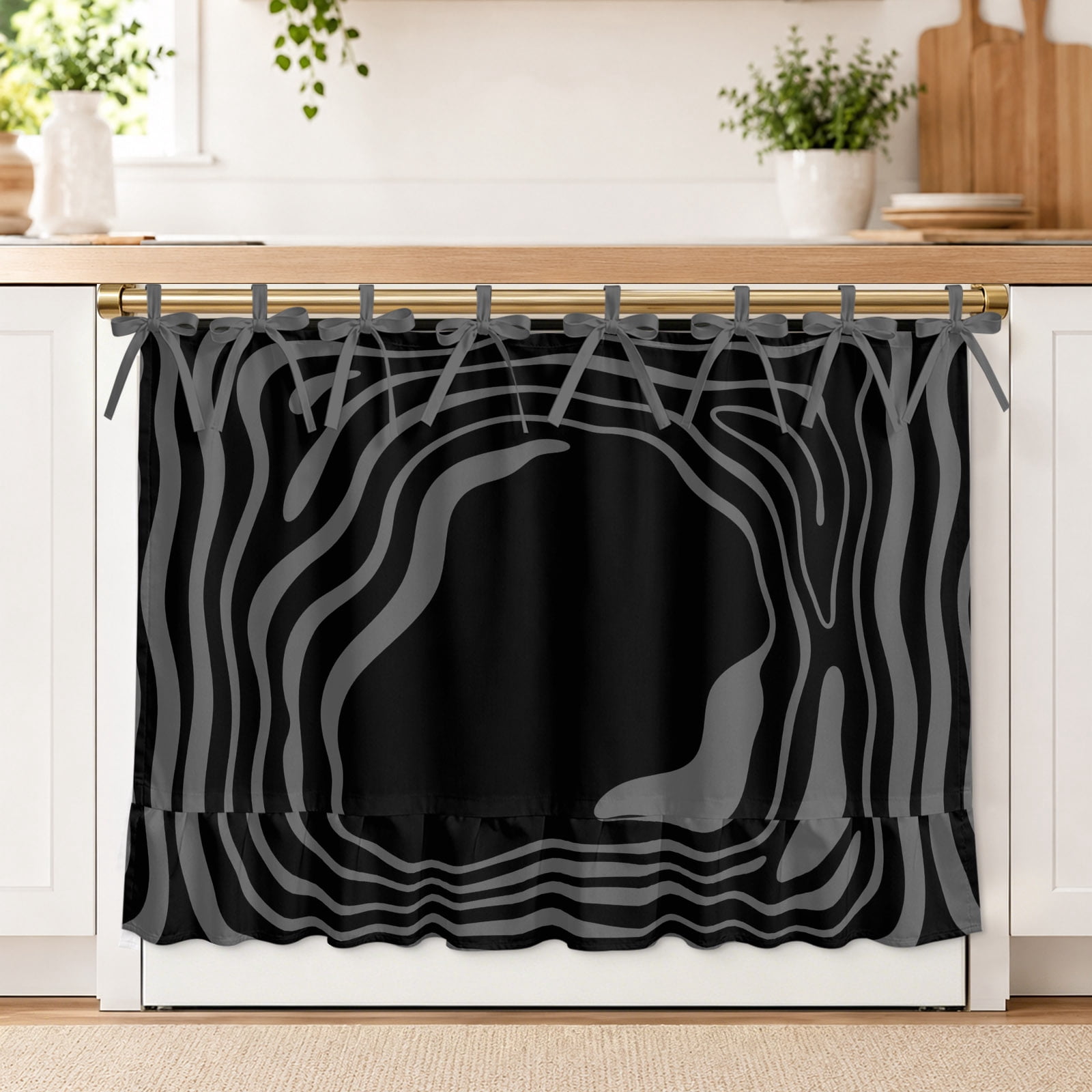 Abstract Fluid Pattern Oven Skirt Curtain for Kitchen Decor 27 x 20 ...