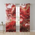Abstract Fluid Sheer Curtains 90 Inch Long 2 Panels, Vintage Gold Red ...