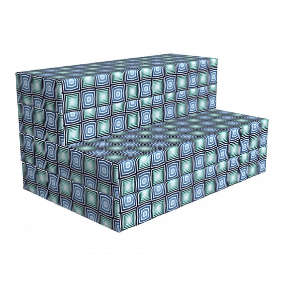 Abstract Foldable Mattress, Vintage Optical Illusion, 74.8" x 39.4", Azure Blue and Cadet Blue, by Ambesonne