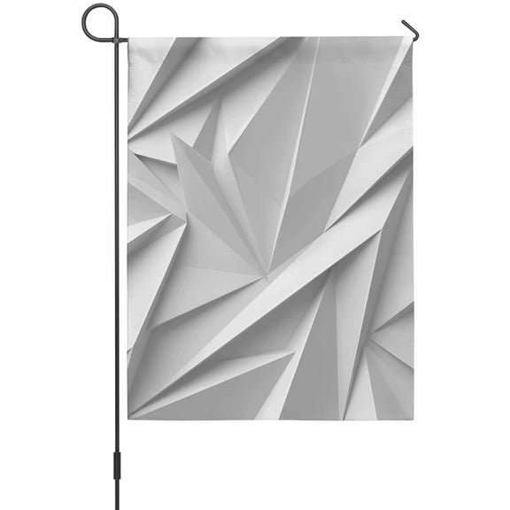Abstract Folded Paper Garden Flag 12 x 18 Inches, Art Minimalist Silver 3D Relief Texture Weather Proof Outdoor Patio Flags Double Sided Small Garden Decoration for Yard Outside Home