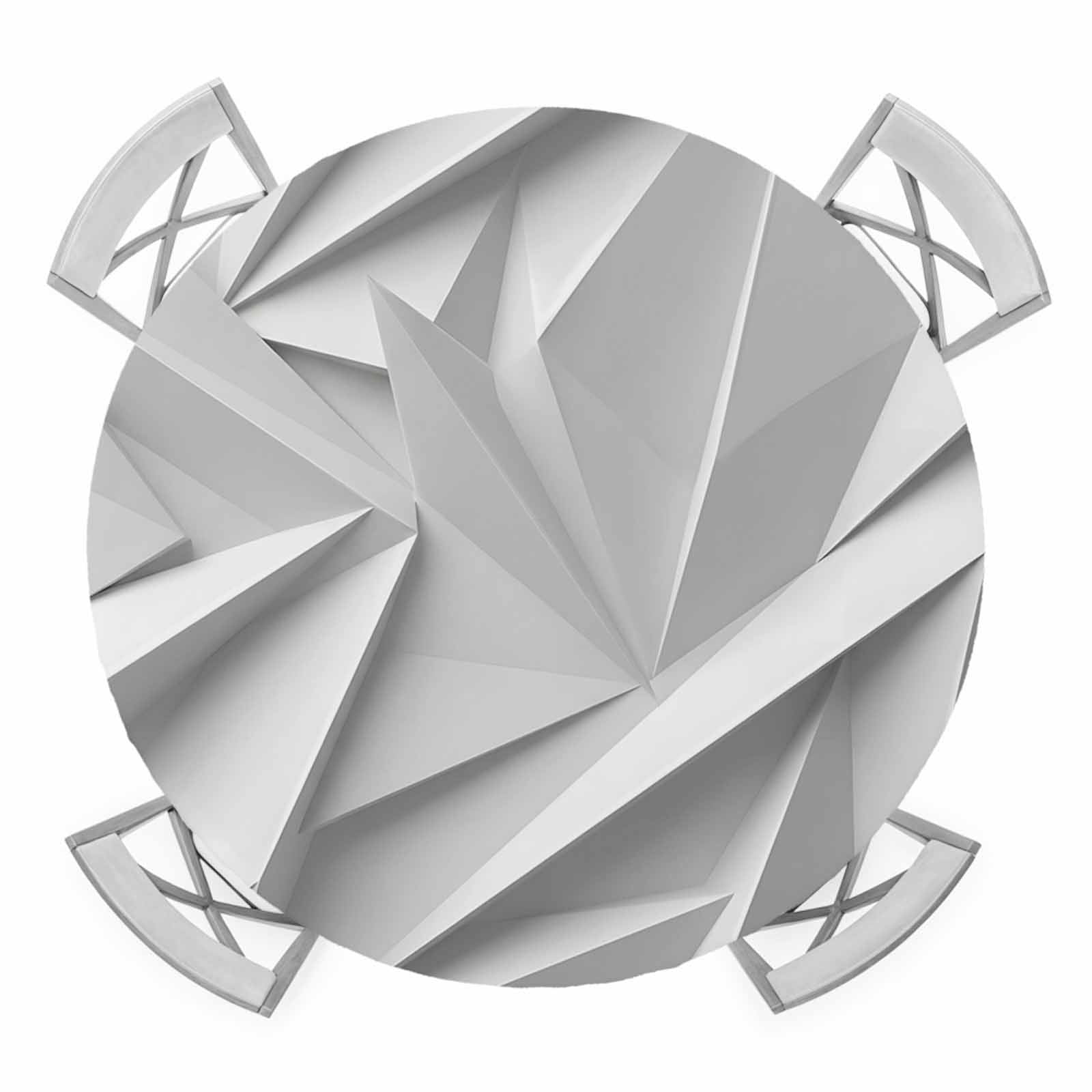 Abstract Folded Paper Round Table Cover, Art Minimalist Silver 3D ...