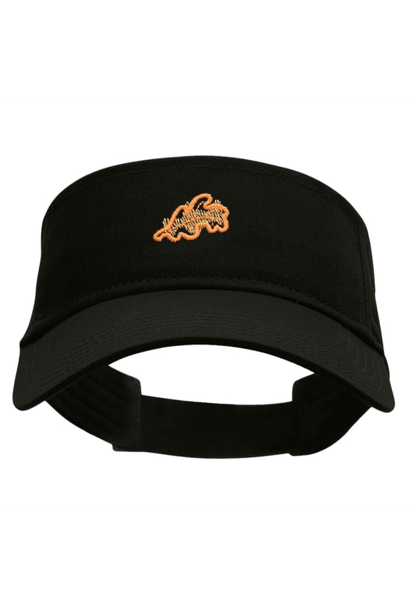 Abstract Foliage Embroidered Cotton Twill Sun Visor - Black OSFM