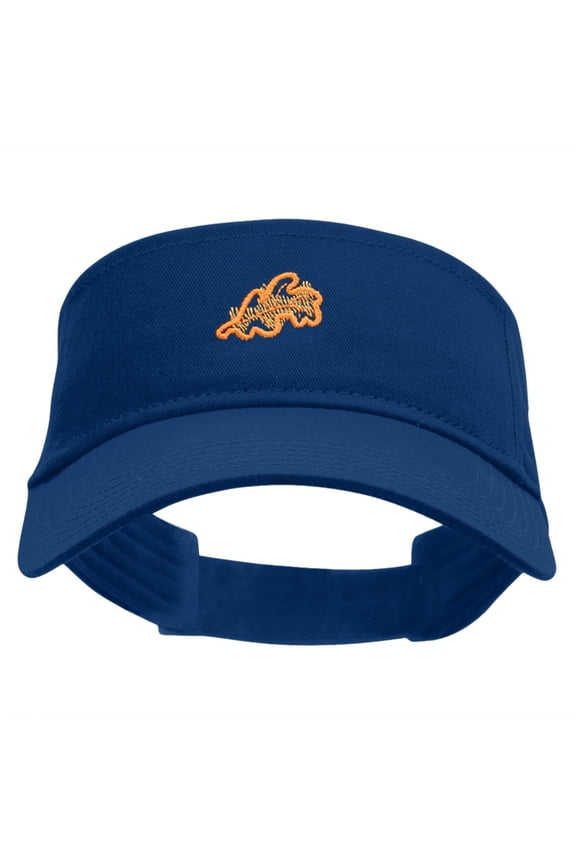 Abstract Foliage Embroidered Cotton Twill Sun Visor - Royal OSFM