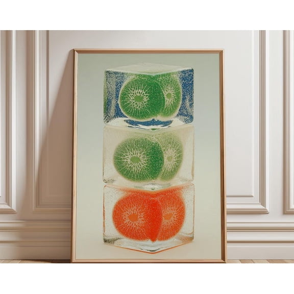 Abstract Food Stacked Jelly Cubes Red Green Blue Modern Graphic Wall Art, Unframed Paper Poster 24x36in