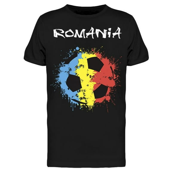 Abstract Football Romania Flag T-Shirt Men -Image by Shutterstock, Male Large