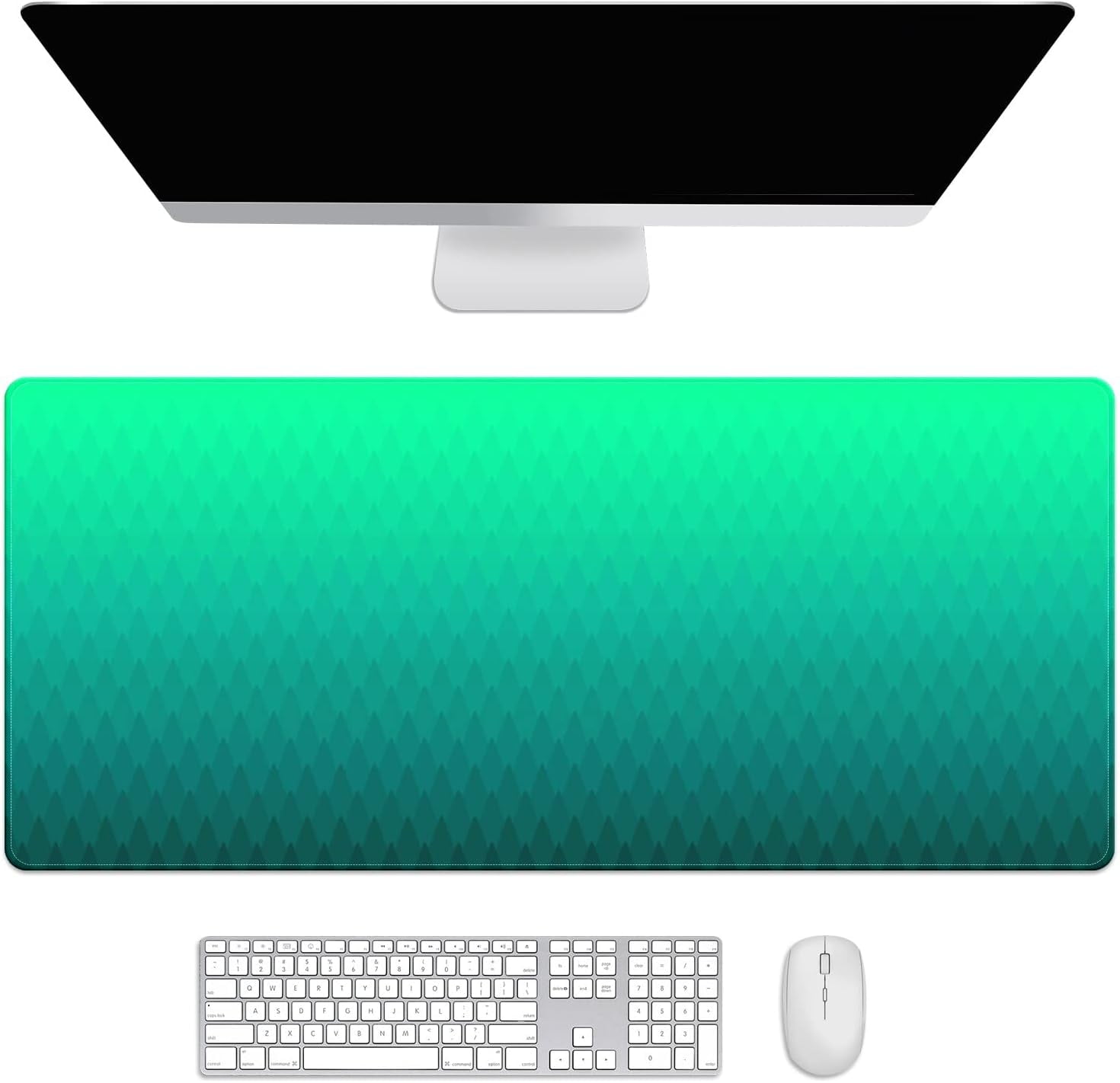 Abstract Forest Pattern Green Desk Mat, Desk Accessory, Cute Workspace, Trendy Workspace, Trendy, 35.4x15.7in Large Gaming Mouse Pad, Cute Desk Topper, Pretty Desk Pad