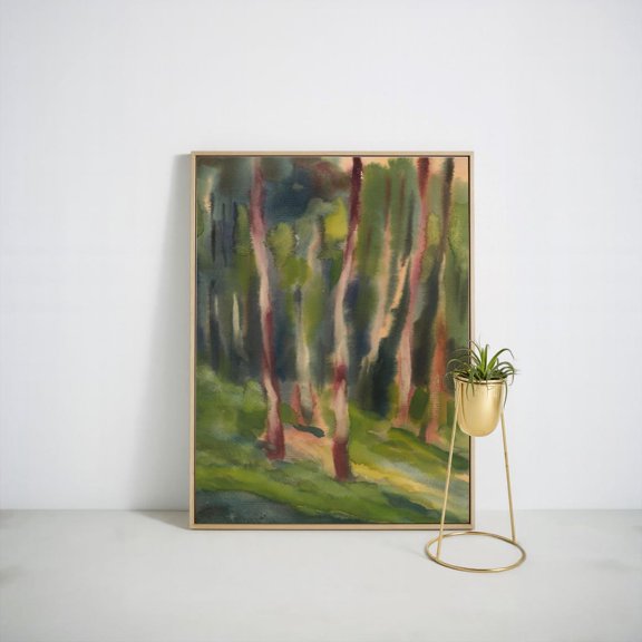 Abstract Forest Print, Green Woodland Nature Art