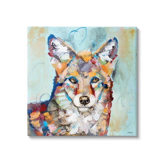 Abstract Fox Painting Modern Strokes Animals & Insects Painting Gallery Wrapped Canvas Print Wall Art
