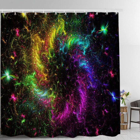 Abstract Fractal Decor Shower Curtain, Bathroom Decor Polyester Fiber Plastic Rings Quick-Drying Waterproof for Bathtubs/Bathroom, 72x72 inches