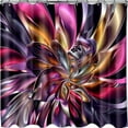 Abstract Fractal Flower Shower Curtain Pink Purple Gold Black White