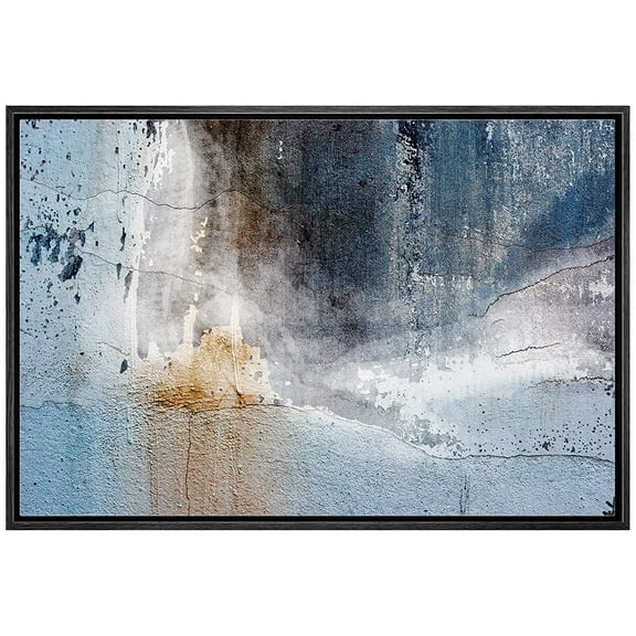 Abstract Framed Canvas Art - Aged Wall - Giclee Print Modern Wall Art | Stretched Gallery Wrap Ready to Hang Home Decoration - 24"x36" Black
