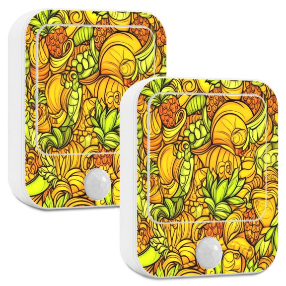 Abstract Fruit Pattern 3-Mode Night Light with Adjustable Brightness - Warm White for Bedrooms and Nurseries 2.72x3.07in