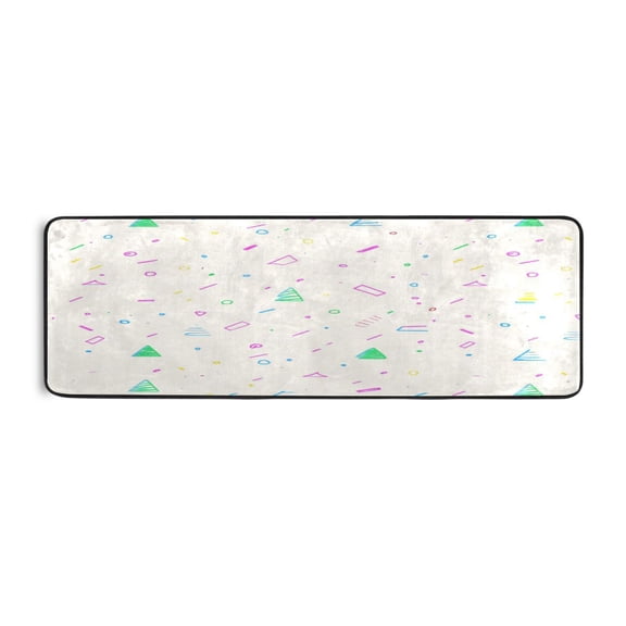 Abstract Fun Geometry 72x24" Runner Rug, Non-Slip Memory Foam Cushion, Anti-Crease for Hallways and Bedrooms