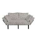 thumbnail image 1 of Abstract Futon Couch, Brush Painting Consecutively of Lines and Dots Simple Tribal Pattern, Daybed with Metal Frame Upholstered Sofa for Living Dorm, Loveseat, Eggshell Charcoal Grey, by Ambesonne, 1 of 4