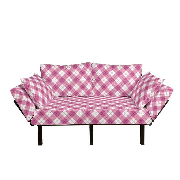 Abstract Futon Couch, Geometric Diagonal in Pastel Color Girls