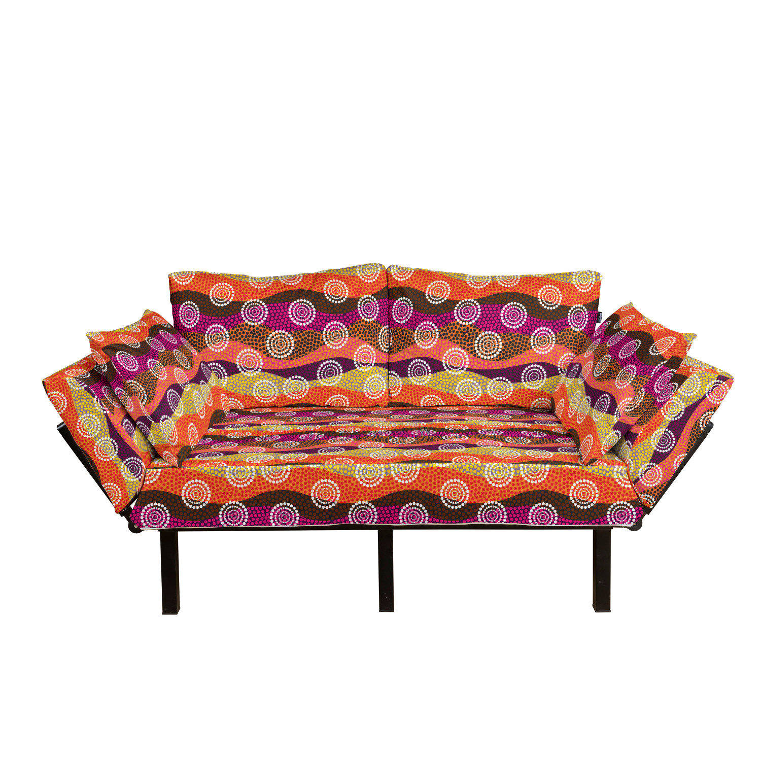Abstract Futon Couch, Pattern with Circles and Dots Curvy Background ...