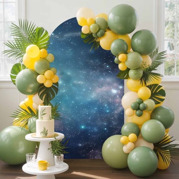 Abstract Galaxy Arch Backdrop Cover, 6.6FT, Beautiful Starry Sky Spandex Arch Covers Double-Sided Backdrop for Wedding Birthday Party Photo Background Decoration