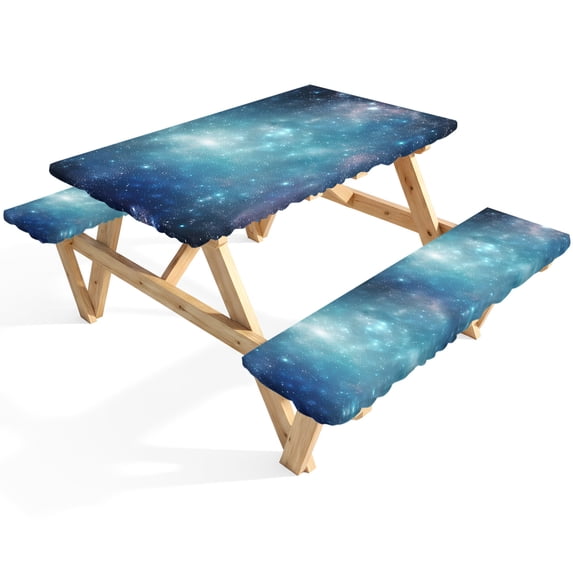 Abstract Galaxy Picnic Table Cover with Bench Covers Beautiful Starry ...