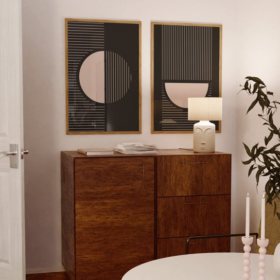 Abstract Gallery Black and Beige Modern Minimalist Poster Set 2