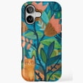 thumbnail image 1 of Abstract Garden Art with Cat and Floral Scene iPhone Case 17 to 11 Pro Max, 1 of 2