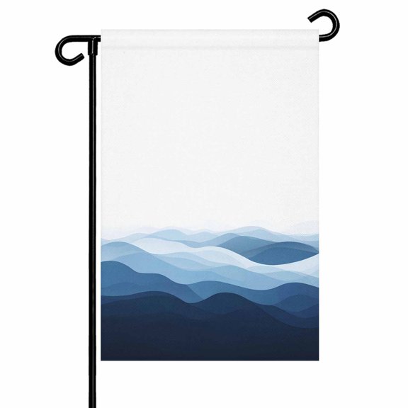 Abstract Garden Flag 12x18 Inch Blue Wave Minimalist Double Sided Small Decorative Garden Flags for Outside, Outdoor Yard Porch Lawn Decoration
