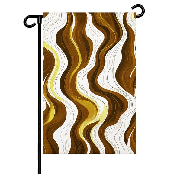 Abstract Garden Flag 12x18 Inch Wavy Lines Yellow and White Gradient Texture Modern Double Sided Small Decorative Garden Flags for Outside, Outdoor Yard Porch Lawn Decoration