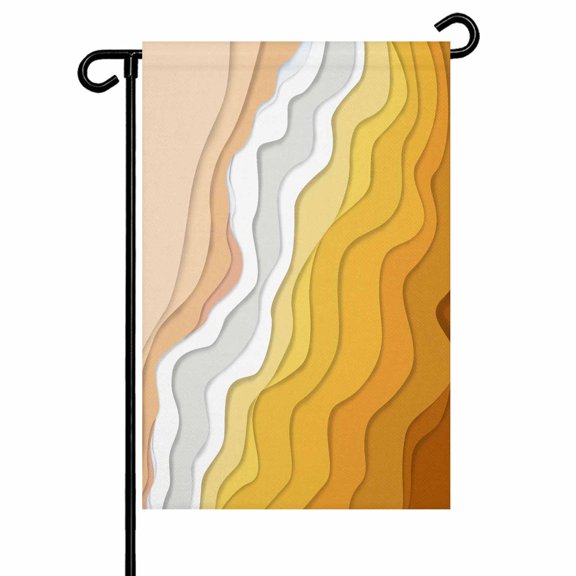 Abstract Garden Flag 12x18 Inch Yellow Gradient Ocean Beach Waves Double Sided Small Decorative Garden Flags for Outside, Outdoor Yard Porch Lawn Decoration