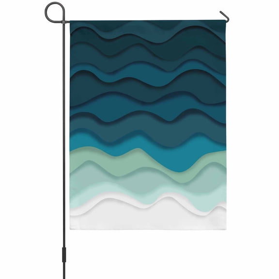 Abstract Garden Flags For Outdoor, Water Duck Green Gradient Ocean Waves Small Double Side Yard Flags Weather Proof Garden Decor for Lawn Outside Holiday 12 x 18 Inches