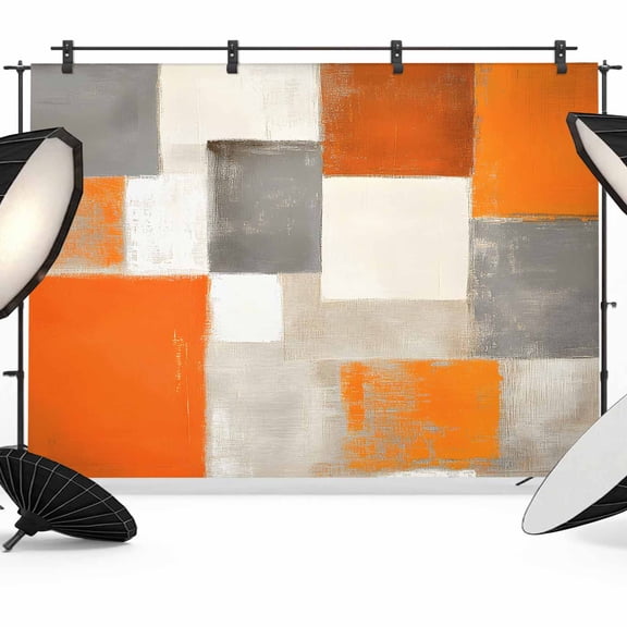 Abstract Gary Orange Paint Backdrop for Photography, Retro Mottled Oil Painting Retro Photo Backdrop Portrait Background Party Banner Photo Backgrounds for Studio Booth Props, 10x8ft