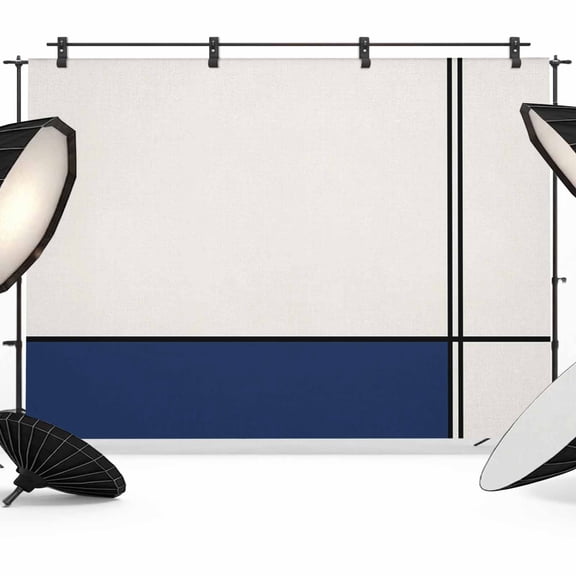 Abstract Gemoetric Backdrop for Photography, Art Navy Blue Color Block Photo Backdrop Portrait Background Party Banner Photo Backgrounds for Studio Booth Props, 12x8ft