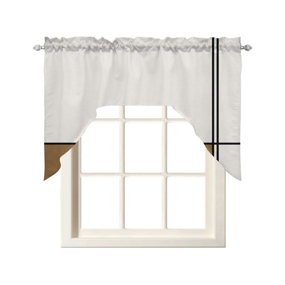 Abstract Gemoetric Swag Valances for Windows 56 x 36 Art Brown Color Block Rod Pocket Light Filtering Window Topper for Kitchen Bathroom Bedroom Living Room