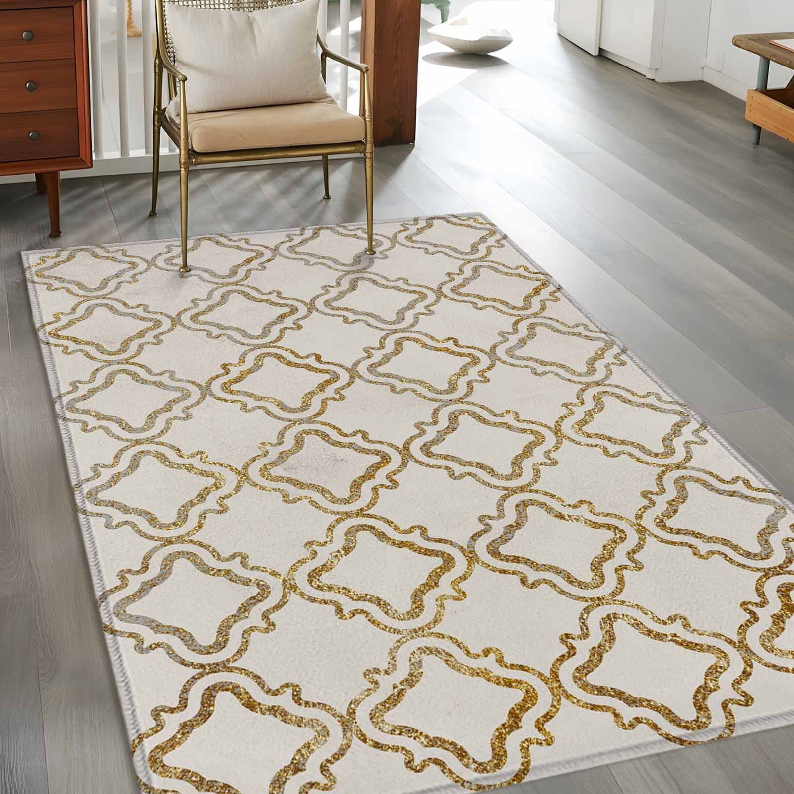 Abstract Geometric 3x5 Rug for Bedroom Foot of Bed Small Living Room ...