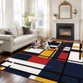 thumbnail image 1 of Abstract Geometric 5x7 Area Rugs for Living Room, Blue Orange Red Blocks Non Slip Floor Mat Washable Low-Profile Indoor Carpet for Bedroom, Dining Room, Bathroom, 1 of 9