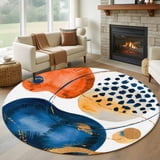 Abstract Geometric 6FT Round Area Rugs for Living Room Blue Red Orange ...