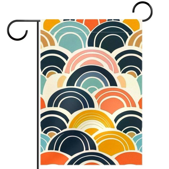 Abstract Geometric Arcuate Stripes Pattern Garden Flag Double Sided House Flag for Outdoor Home, Personalized All Year Round Yard Decor 12 x 18 Inch