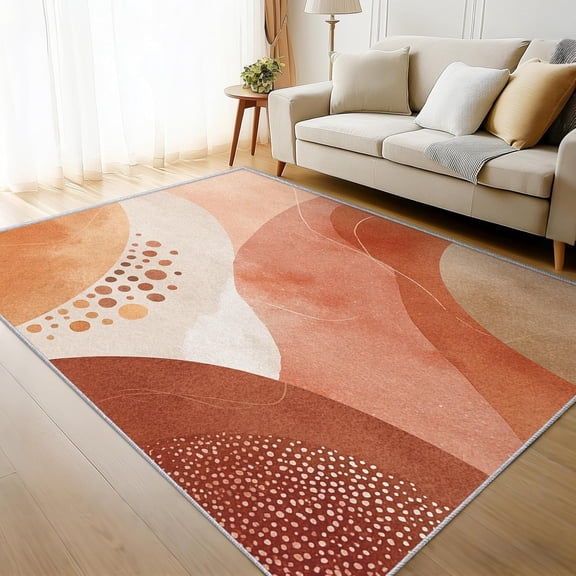 Abstract Geometric Area Rug, Mid Century Modern Pattern Carpet, Washable Non Slip Low Pile Soft Thin, Living Room Bedroom Home Decor Mat 2x3ft