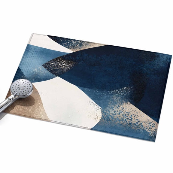 Abstract Geometric Area Rugs 2x3ft Dynamic Blue Gold Art Floor Rug&nbsp;Non Slip Low Pile Ultra Soft Throw Carpet for Entryway Indoor Entrance Kitchen Bathroom